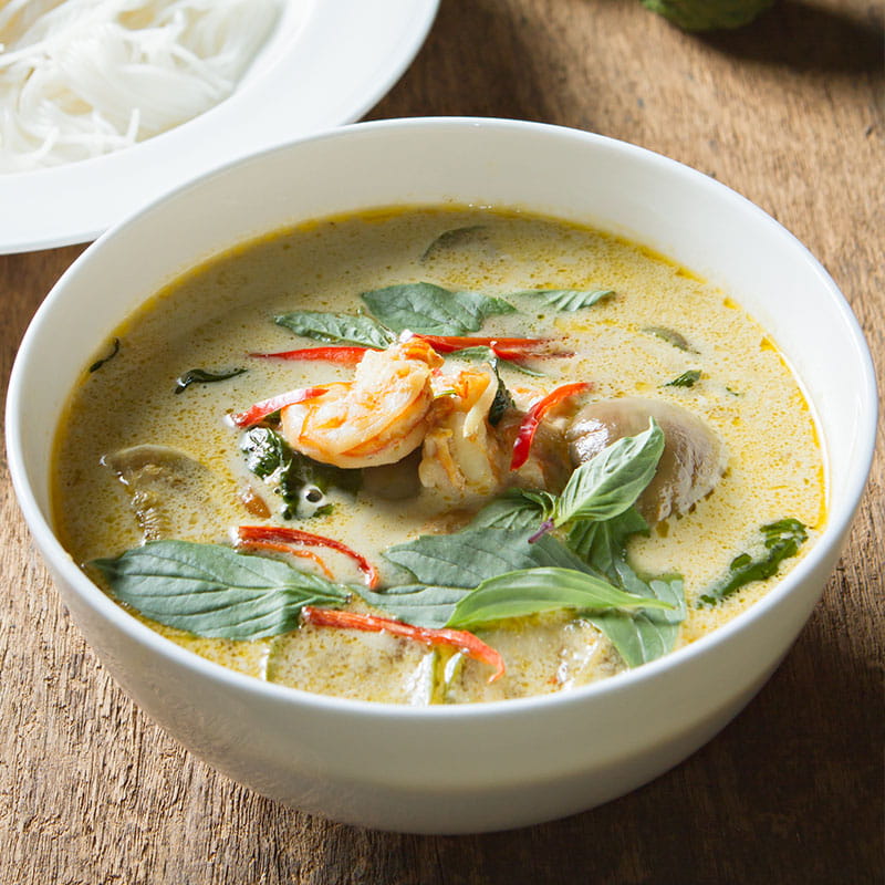 Grünes Curry mit Garnelen