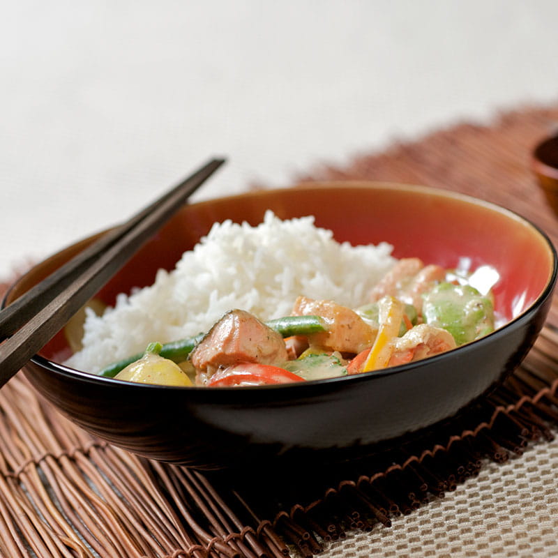 Grünes Curry mit Lachs
