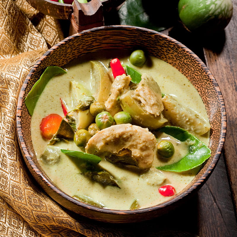 Grünes Curry mit Poulet oder Gemüse
