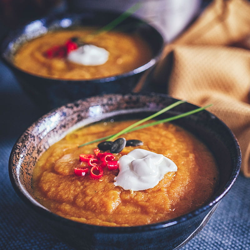 Soupe de potiron au lait de coco 