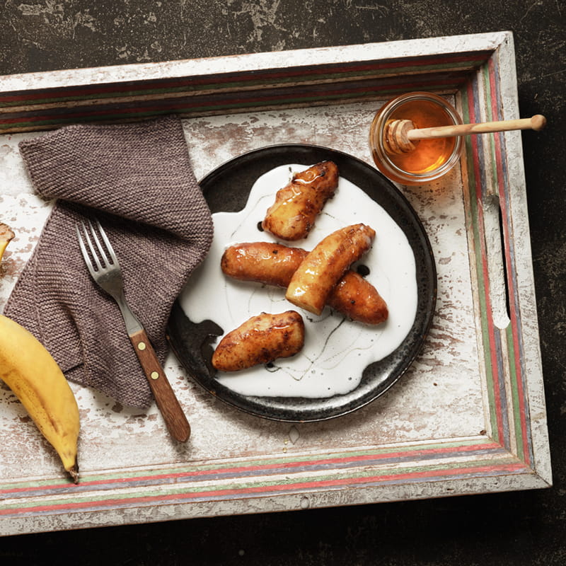 Gebratene Bananen in Kokosnussmilch