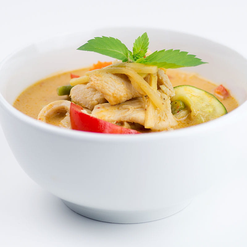 Rotes Curry mit Poulet und Butternut Kürbis